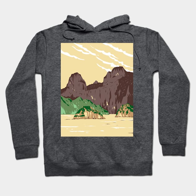 Bai Tu Long Bay in Quang Ninh or Quangninh Province Vietnam WPA Art Deco Poster Hoodie by patrimonio